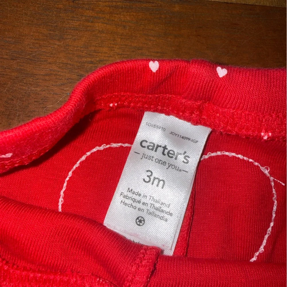 Carter's Vibrant Red Leggings with White‎ Hearts